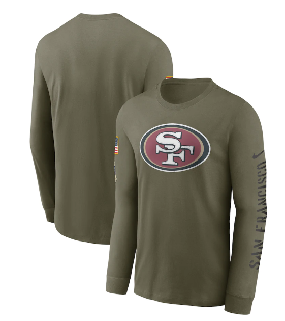 Men's San Francisco 49ers Olive 2022 Salute to Service Long Sleeve T-Shirt